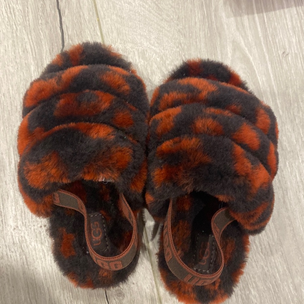 UGG fluffy slides ; like new ; size 10 toddler